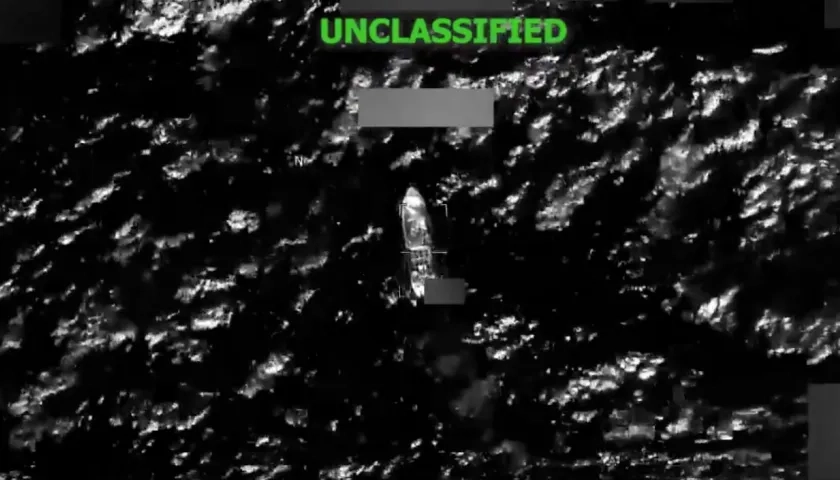 Momento del ataque a la lancha en el Mar Caribe. 