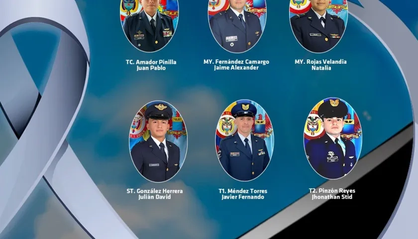 Los seis tripulantes que perdieron la vida en el accidente aéreo.