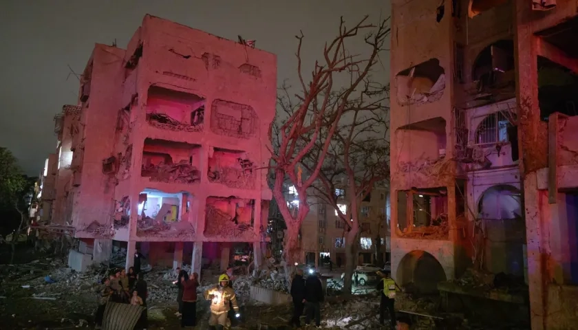 Zona donde impactó el misil iraní en Israel. 