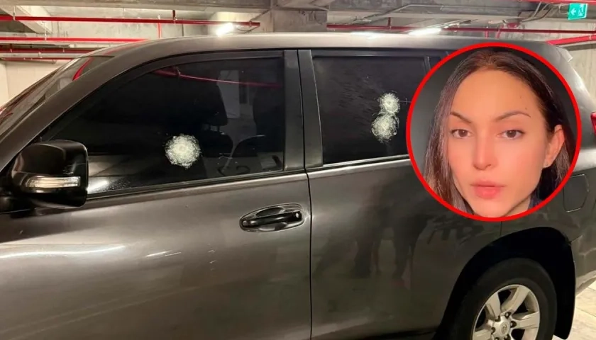 La candidata María Bolívar Maury y su camioneta.