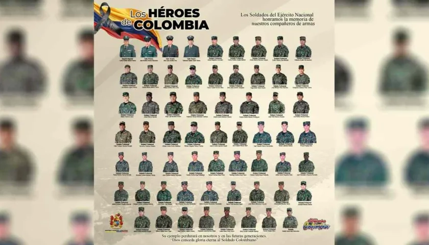 Soldados que murieron en el accidente aéreo. 