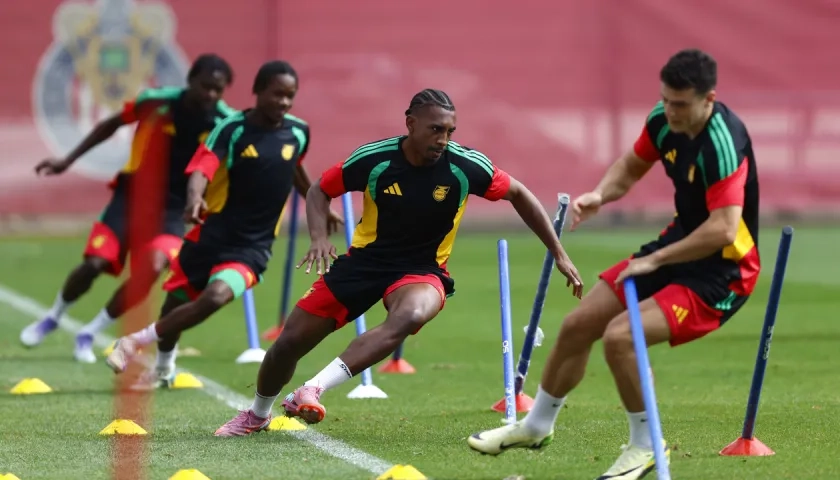 Jugadores de Jamaica durante un entrenamiento en Guadalajara.