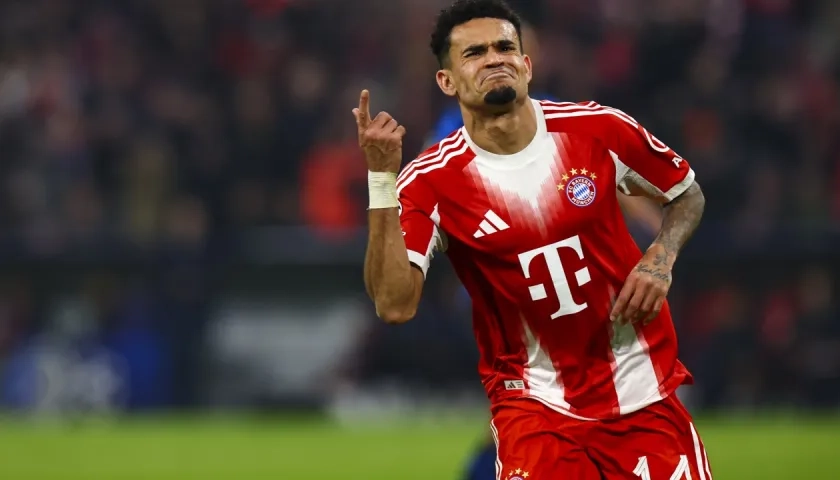 Luis Díaz celebra tras marcar su gol ante el Atalanta, cuarto del Bayern.