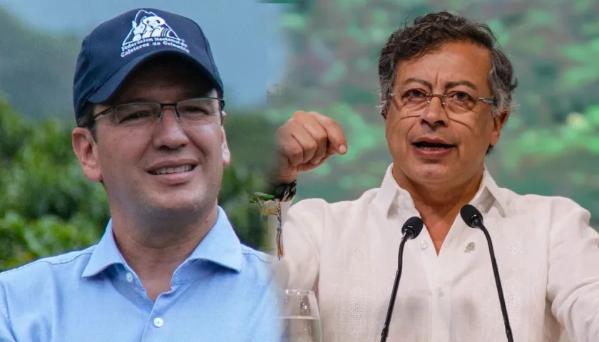 Presidente de la Federación de Cafeteros, Germán Bahamón y el Presidente Gustavo Petro. 