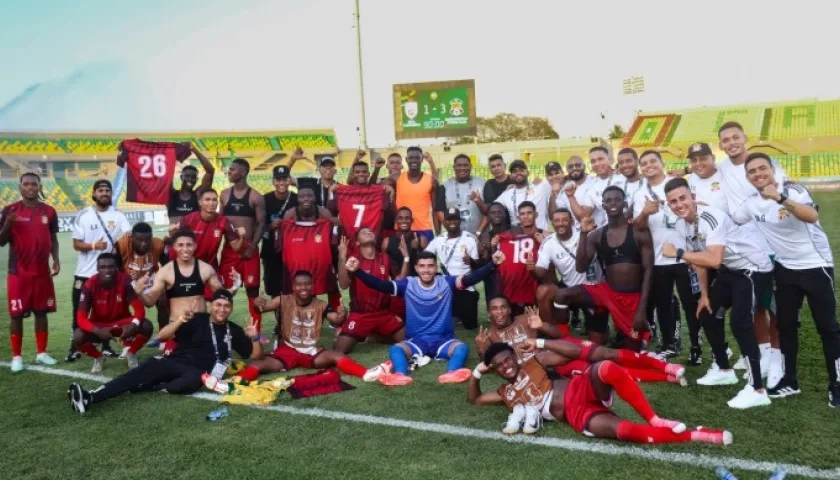 Barranquilla Fútbol Club celebrando en el Jaime Morón. 