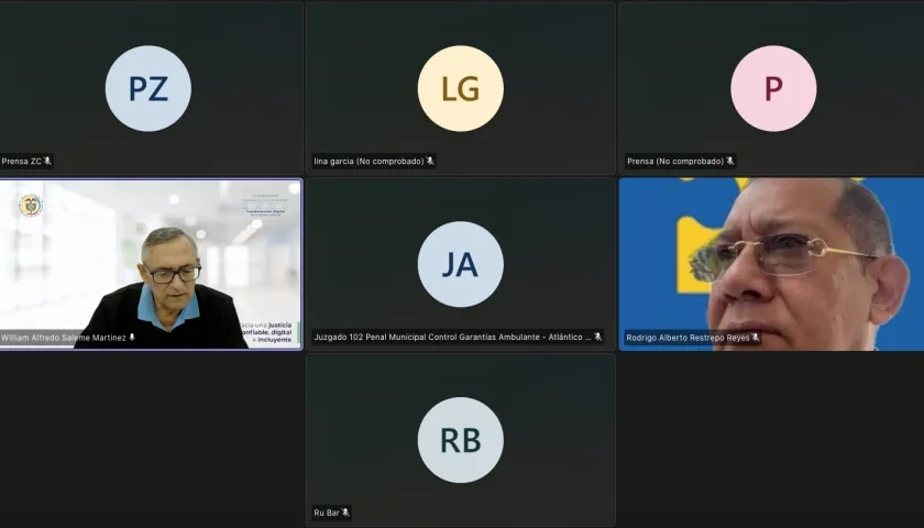 Aspecto de la audiencia que fue instalada este jueves, pero no pudo continuar por no conexión de la defensa y del imputado. 
