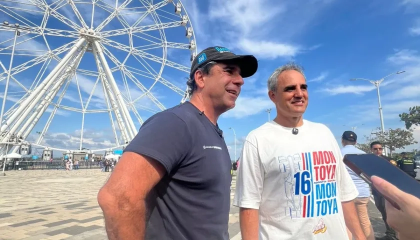 El Alcalde Alex Char y Juan Pablo Montoya.