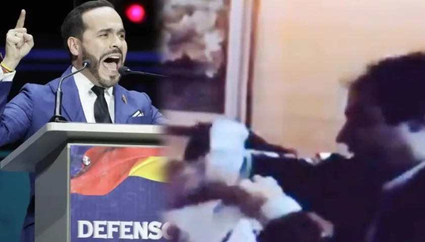 El candidato Abelardo De La Espriella y el Presidente Gustavo Petro cuando recibió las bolsas con dinero.