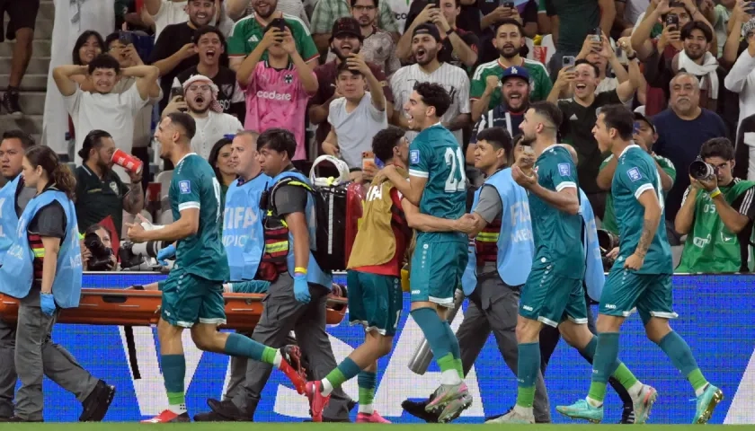 La celebración de los jugadores de Irak.