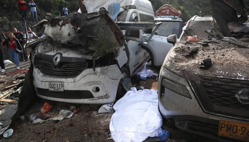 Lugar del atentado en la vía Panamericana este sábado.