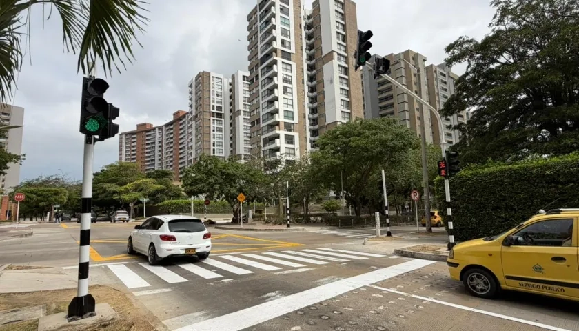 Uno de los semáforos instalados en el norte de Barranquilla. 