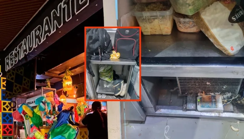 Restaurante cerrado y las zonas de almacenamiento de alimentos.