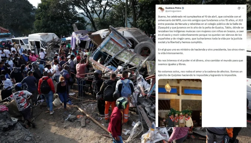 Lugar del atentado en la Vía Panamericana y el trino de Petro.