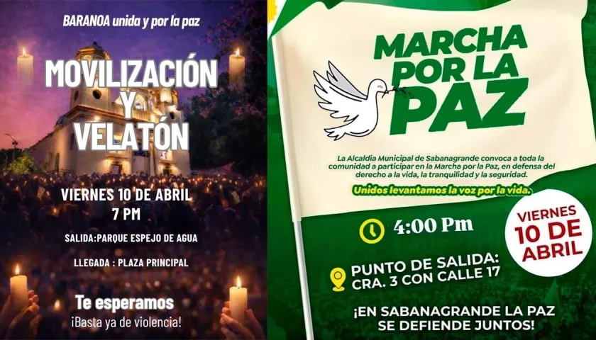 Velatón en Baranoa y Sabanagrande.