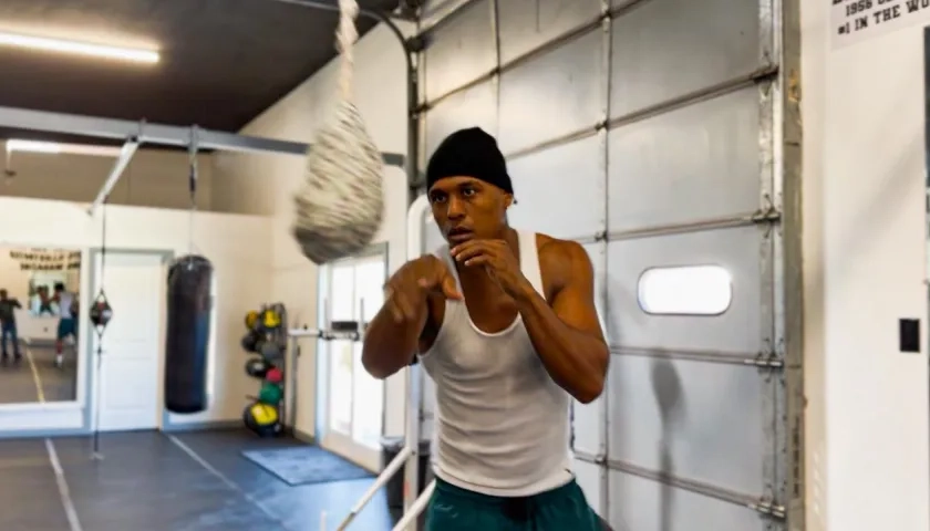 El boxeador barranquillero Juan Carlos Carrillo durante un entrenamiento en Las Vegas (Nevada).