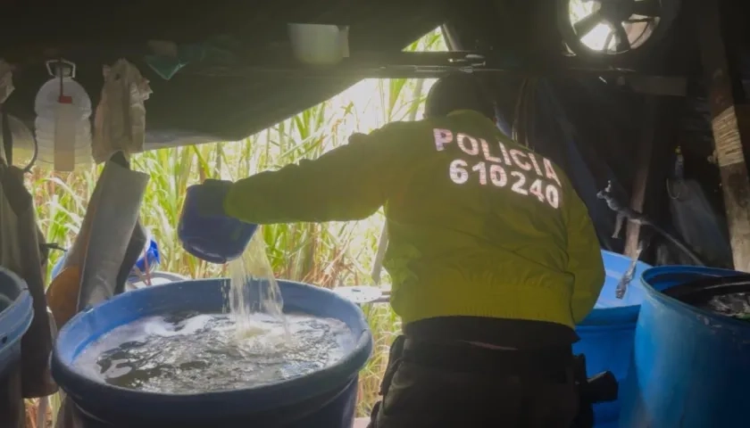 Autoridades durante el operativo de incautación de droga. 