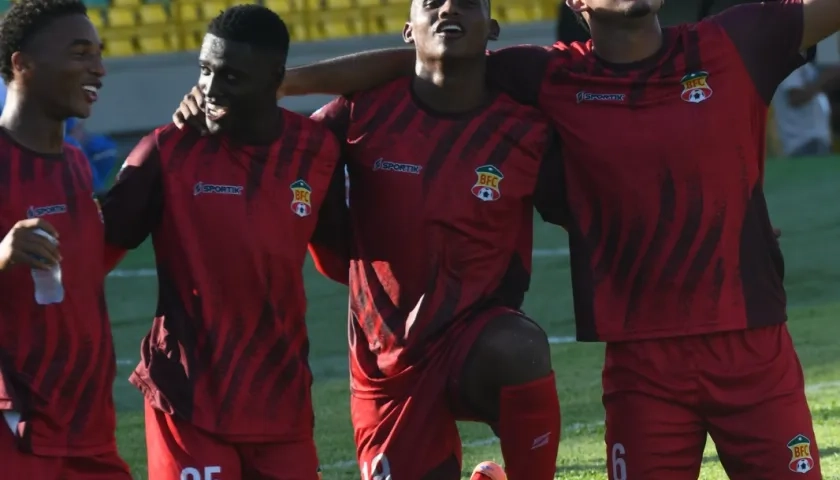 Darwin Torres, Marlon Carabalí, Cristian Peñate y Sebastián Caballero, jugadores del Barranquilla FC.