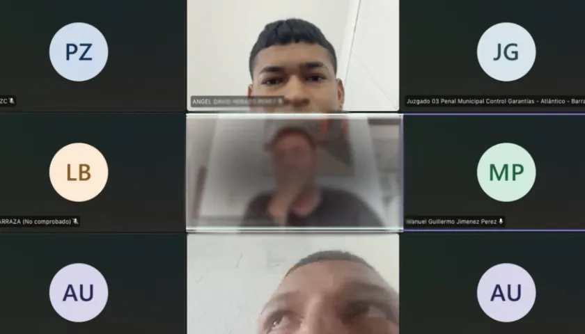Aspecto de la audiencia virtual donde estaban los dos imputados. 