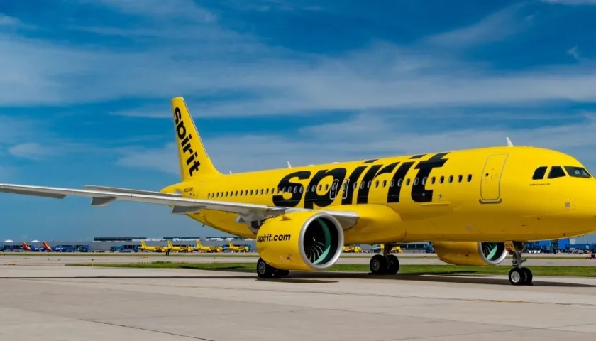 Un avión de la aerolínea Spirit Airlines. 