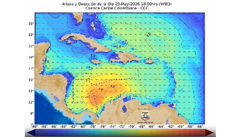 Mapa de pronóstico meteorológico y oceanográfico.