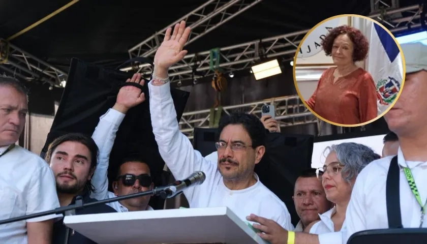 El candidato Iván Cepeda y la embajadora de Colombia en Haití, Vilma Velásquez Uribe.