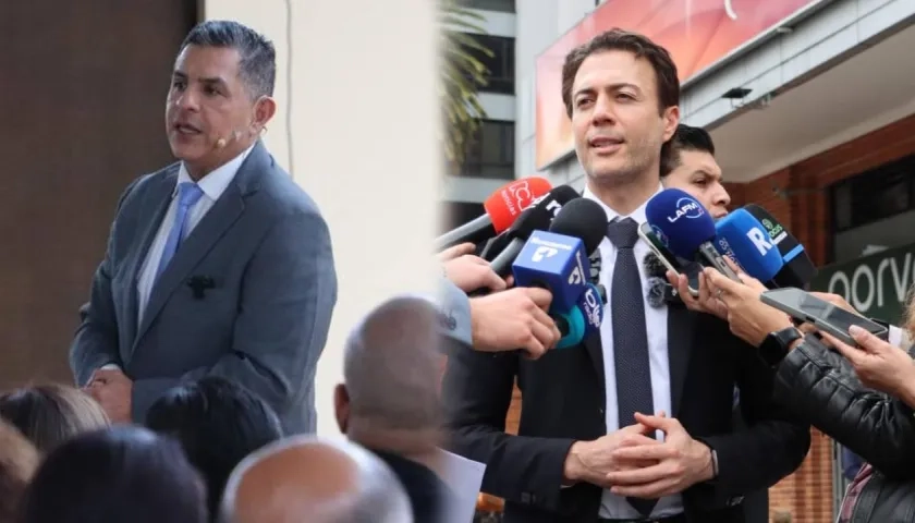 El agente interventor de la Nueva EPS, Jorge Iván Ospina, y el Supersalud, Daniel Quintero.