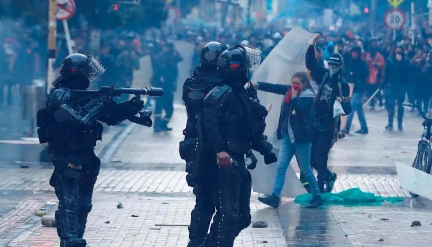 El grupo Esmad durante las protestas sociales. 