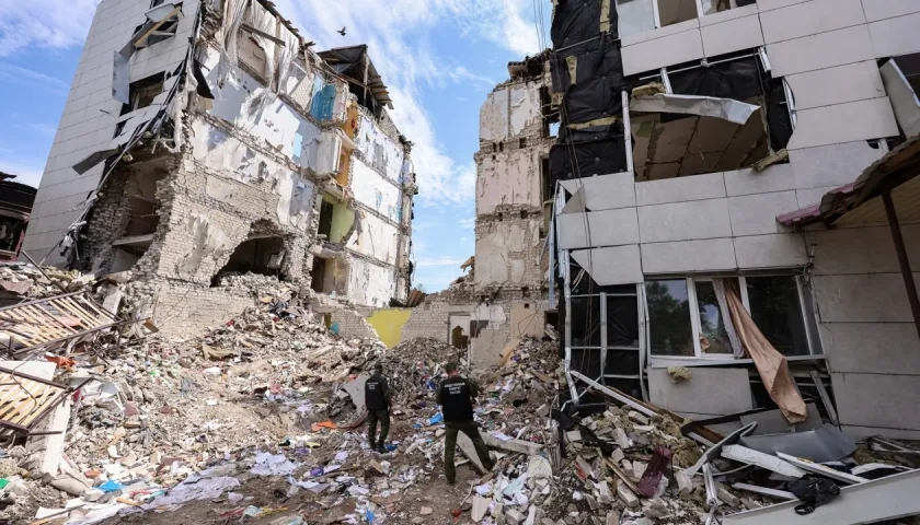 Los daños en Kiev por el bombardeo.