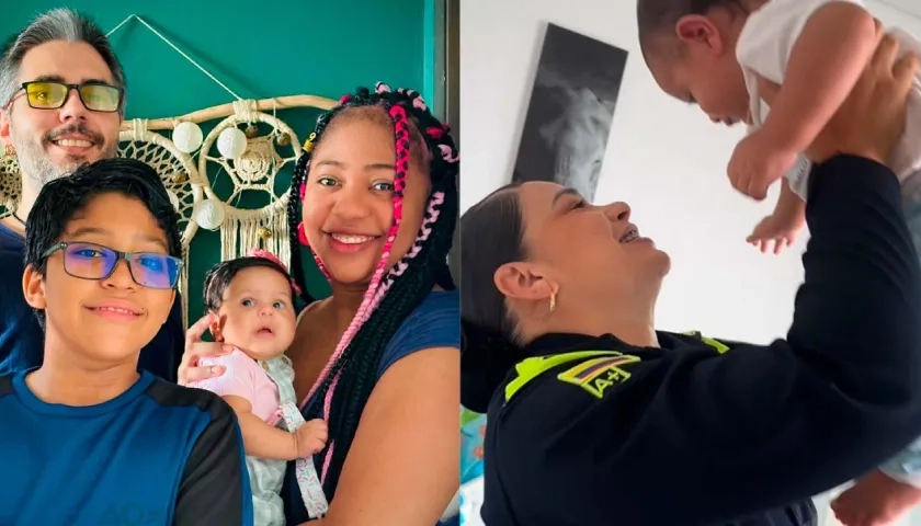 Alejandra Otero junto a su hijo y Febe Merab en compañía de su familia. 
