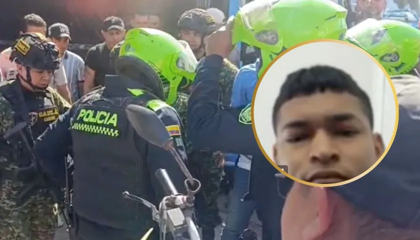 La Policía y el Gaula Militar en la zona donde los sicarios dejaron abandonadas varias armas. 