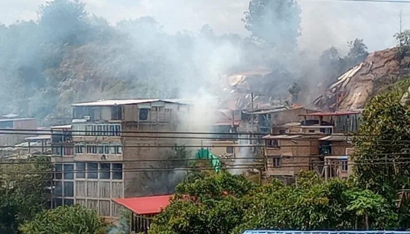 Lugar donde se presentó la explosión en el municipio de La Unión. 