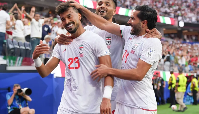 La celebración de los jugadores de Irán.