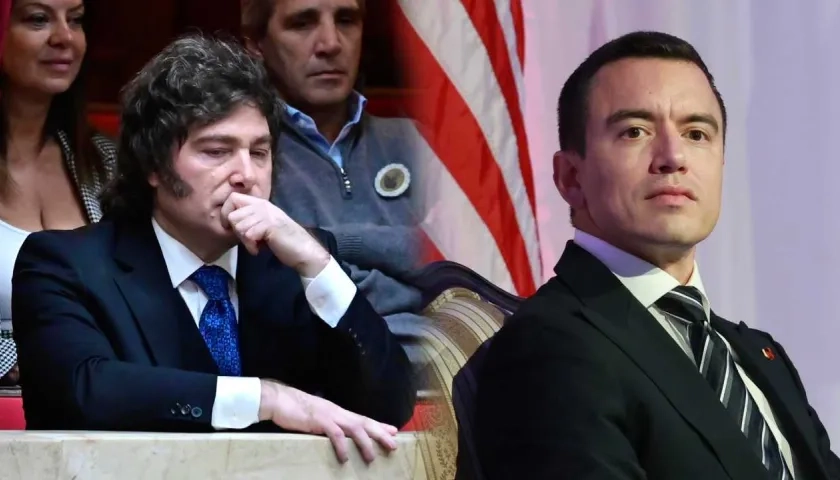Javier Milei, presidente de Argentina, y Daniel Noboa, presidente de Ecuador. 