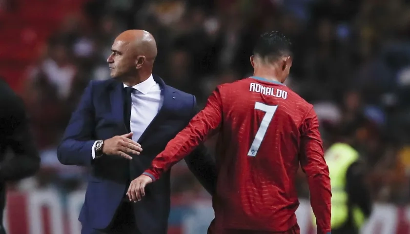 El seleccionador de Portugal, el español Roberto Martínez, y Cristiano Ronaldo.