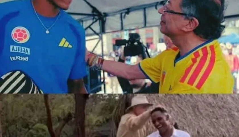 El expresidente Álvaro Uribe con Yerry Mina.