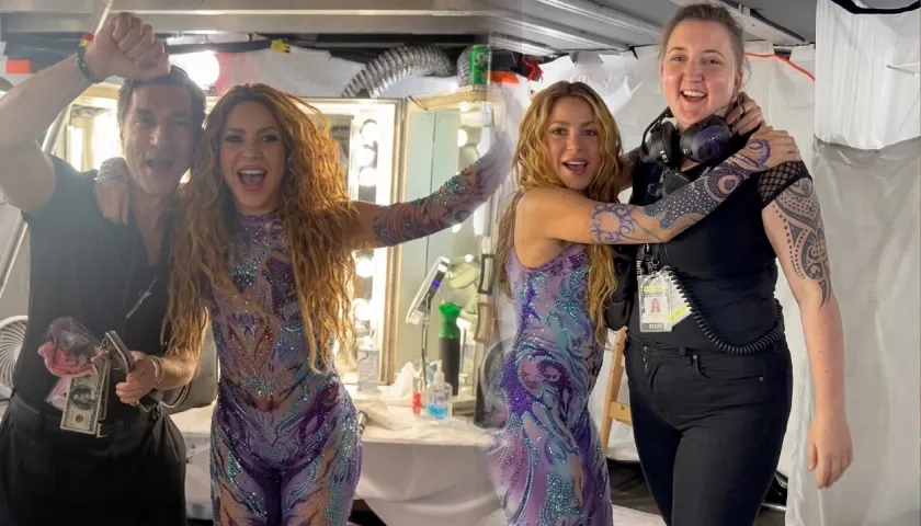 Shakira celebró con su equipo de trabajo. 