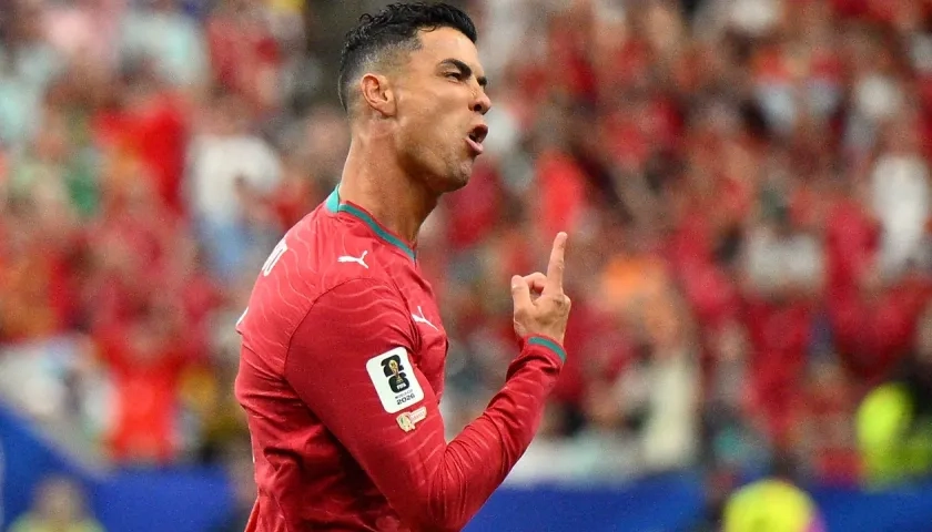 Cristiano Ronaldo tras marcar su primer gol contra Uzbekistán.