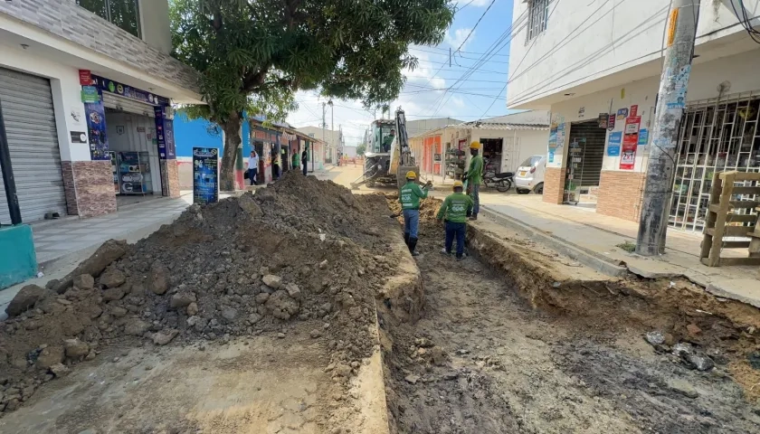 Aspecto de obras para ampliar cobertura en acueducto y alcantarillado. 