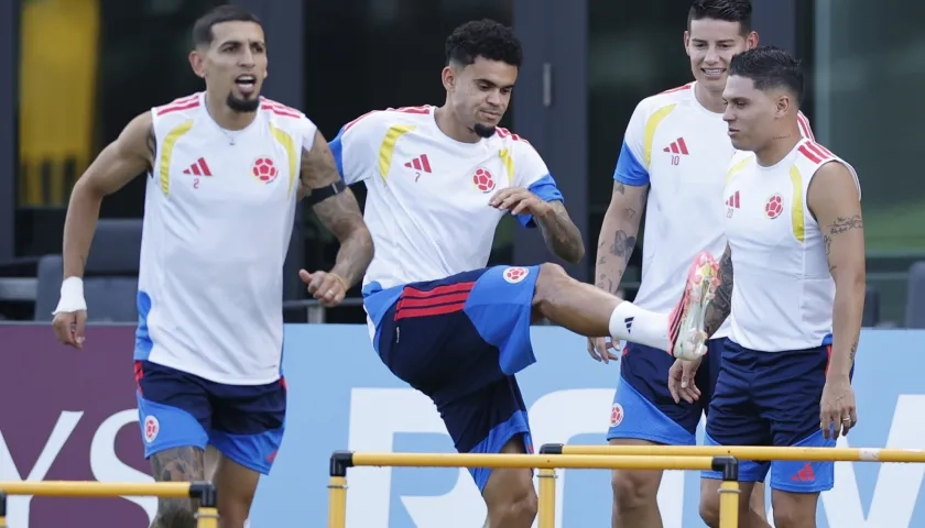 Daniel Muñoz, Luis Díaz, James Rodríguez y Juan Fernando Quintero, jugadores de la Selección Colombia. 