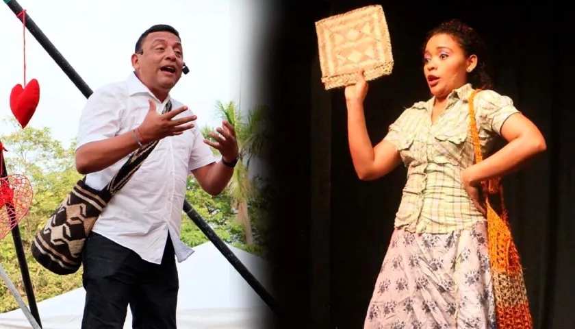 Los cuenteros Nicolás Lubo Matallana y Yina Gutiérrez.