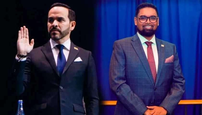 Abelardo De La Espriella y Mohamed Irfaan Ali, presidente electo de Colombia y presidente de Guyana, respectivamente.