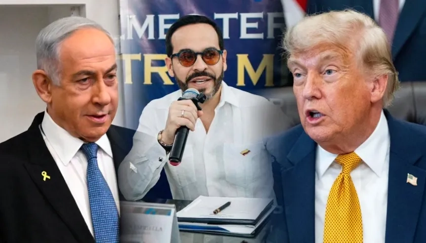 Benjamin Netanyahu, el presidente electo Abelardo De La Espriella, y Donald Trump.