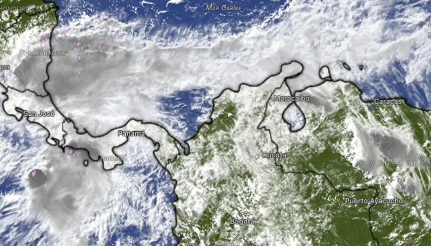 Imagen satelital en el Mar Caribe. 