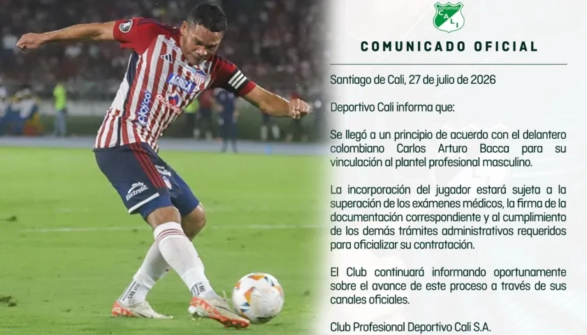 El jugador Carlos Bacca y el Comunicado de Prensa del Deportivo Cali