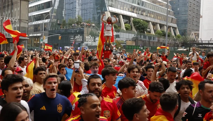 Los aficionados españoles en Nueva York.