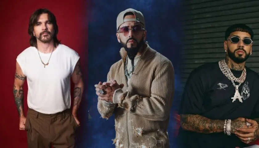 Los artistas Juanes, Yandel y Anuel AA.