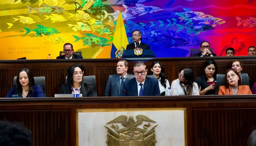 El Presidente Gustavo Petro durante su discurso.