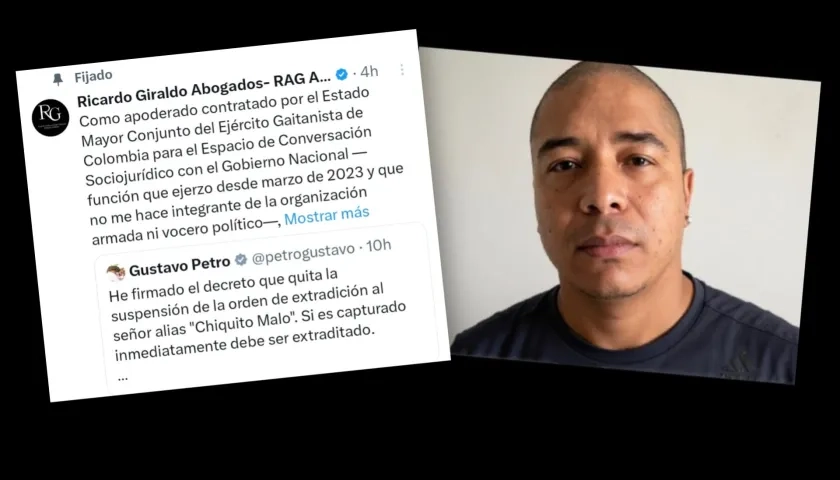 Trino del abogado Ricardo Giraldo y fotografía de 'Chiquito malo' 