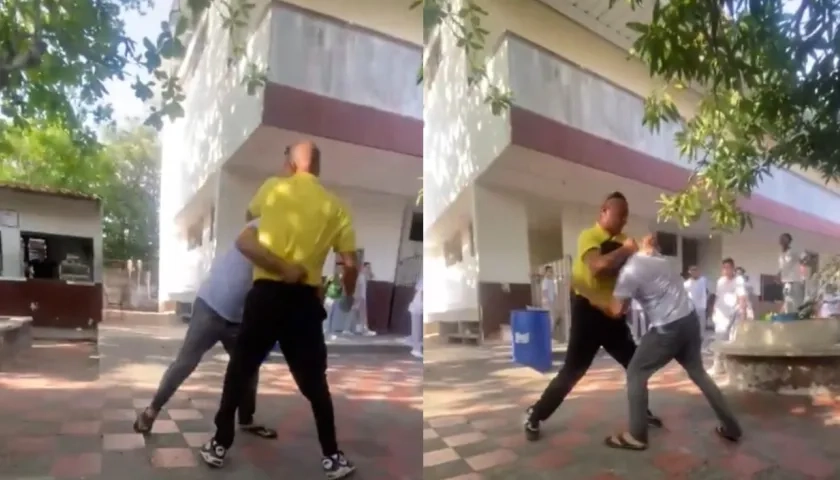 Momento de la agresión entre docente y padre de familia. 