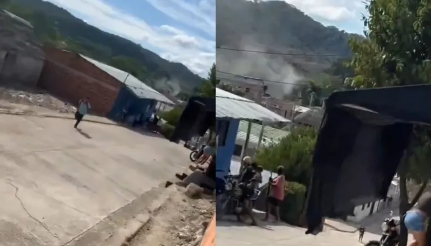 Momento en que se presentó el ataque con drones en Norosí. 